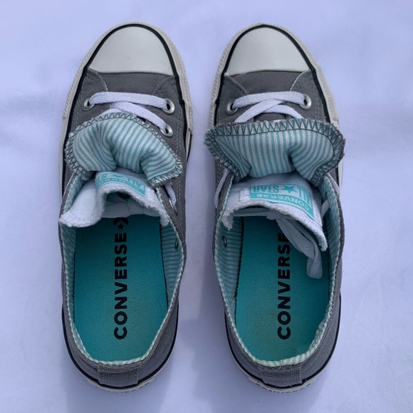 Converse All Star Chuck Taylor Double 2 Tongue Sneaker Grey Aqua Women's Size 6 - Picture 6 of 12